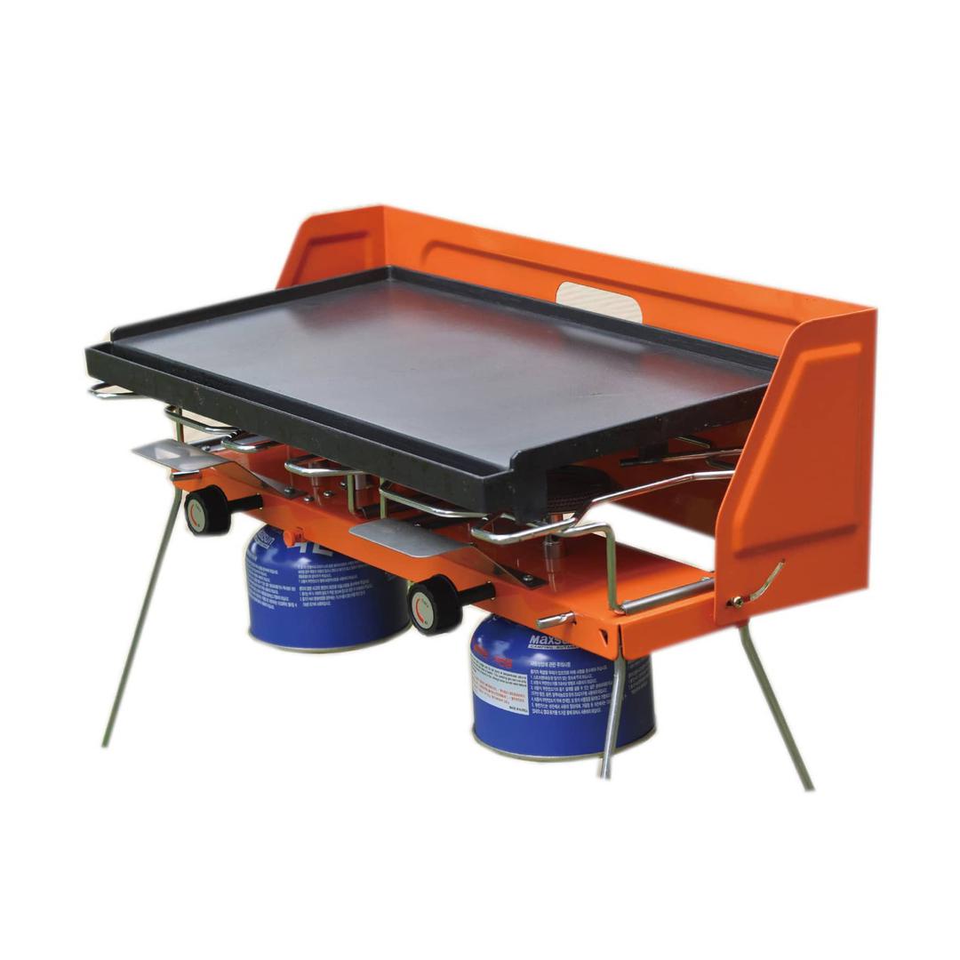 Flame-On 2-Burner Foldable Gas Stove W/Grill Plate & BagOutdoorFlame-On 2-Burner Foldable Gas Stove W/Grill Plate & Bag is ideal for kitchen, outdoor camping, hiking, backpacking and more Gas stove features a rust proof aluminium burner Stove comes with g